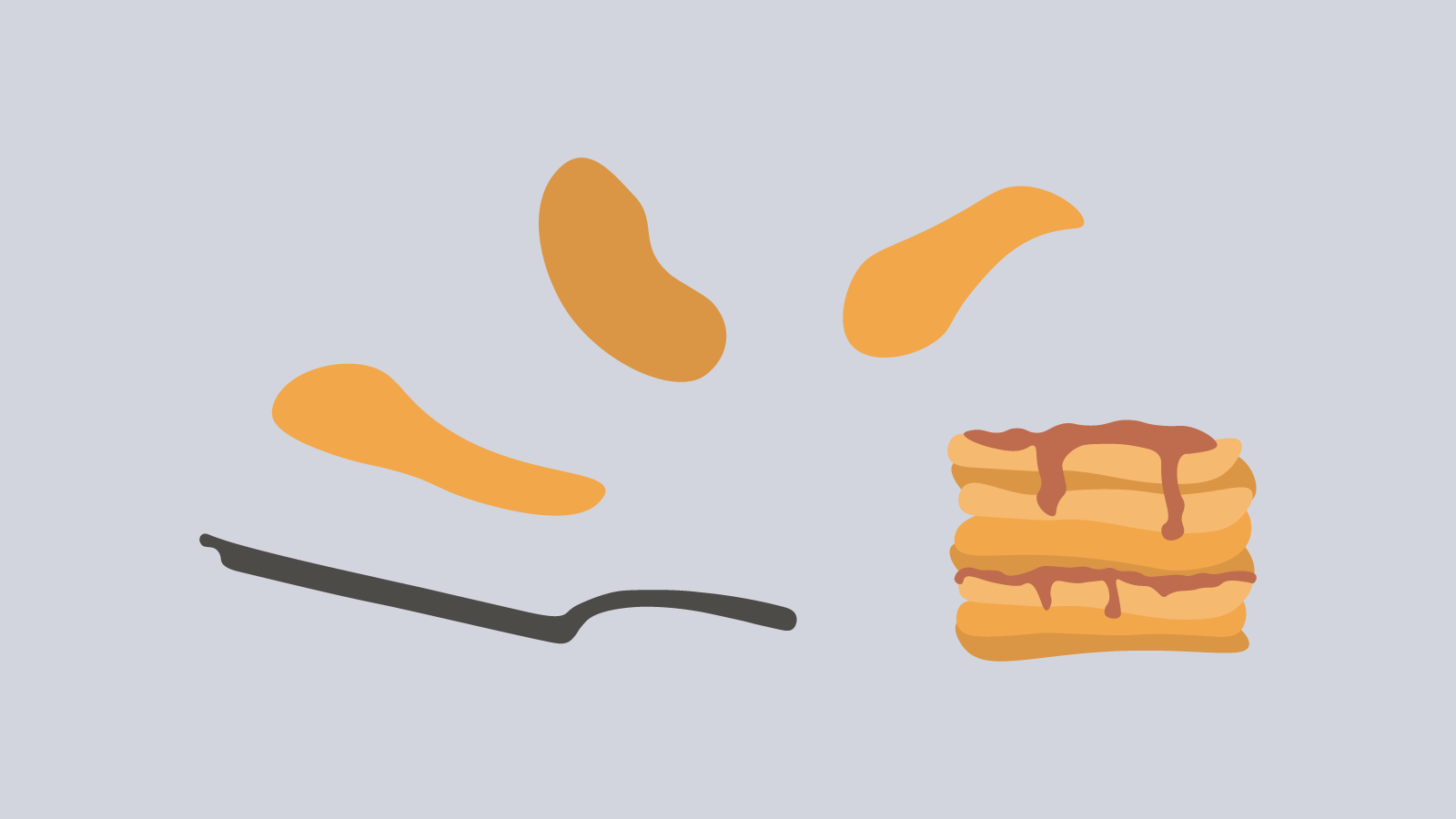 Illustration av en pannkakspanna i gjutjärn som tillagar pannkakor.