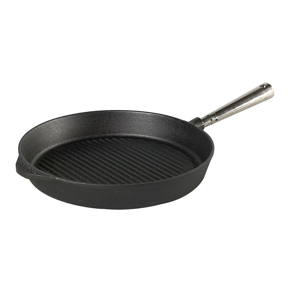 Grillpanna i gjutjärn från Skeppshult Professional med stålhandtag på 28 cm.
