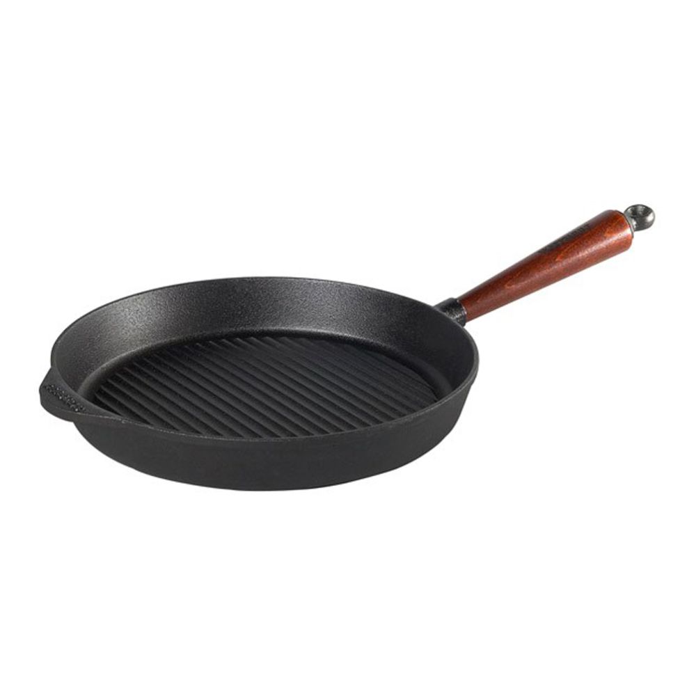 Grillpanna i gjutjärn från Skeppshult Traditional med trähandtag på 28 cm.