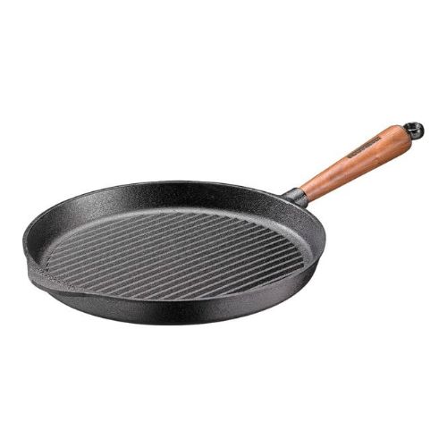 Grillpanna i gjutjärn från Skeppshult Valnöt med trähandtag på 28 cm.